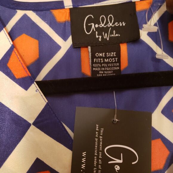 Women’s Kaftan Goddess Multicolor Lounge Dress One Size Resort Cruise Wear NWT - Picture 8 of 9